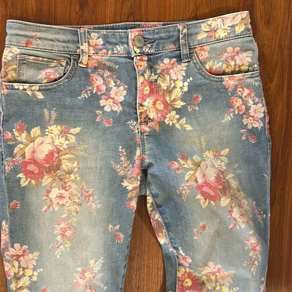GAP floral super skinny kids jeans size 12